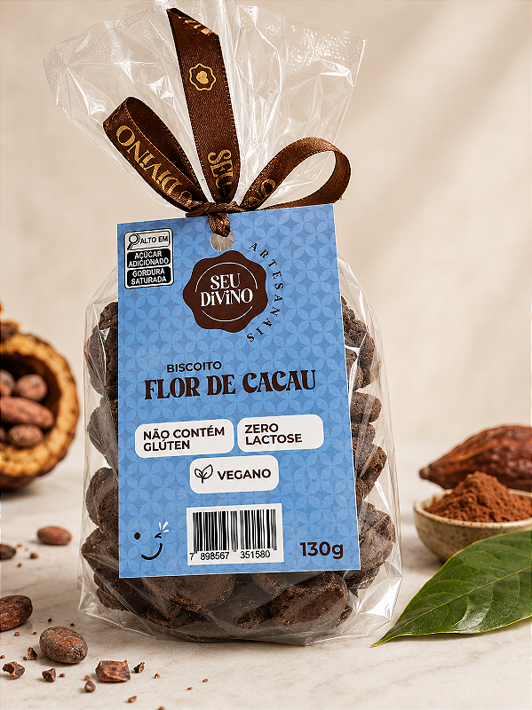 Biscoito Flor de Cacau Vegano 130g Sem Glúten
