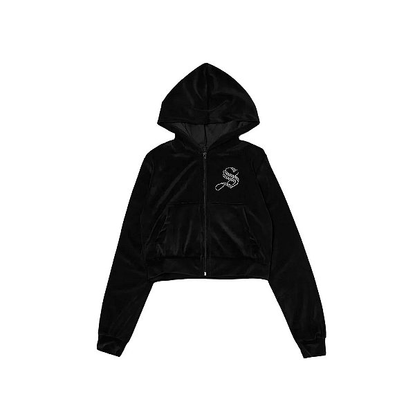Cropped Sufgang - Sufbabys Strass Logo Plush Zip Up Hoodie