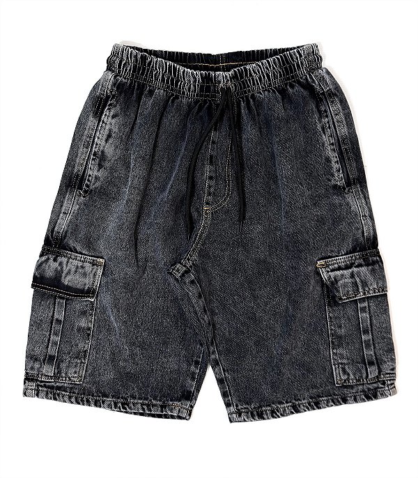 Jorts Cargo Toth Brand - Jorts Jeans Cargo Lavado Preto