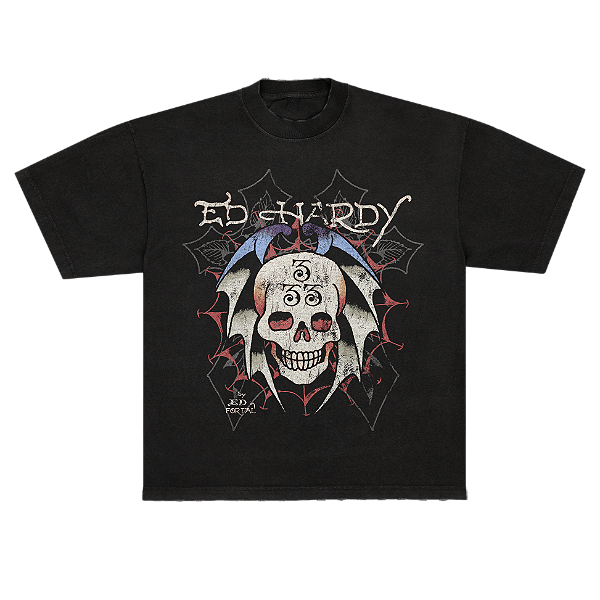 Camiseta "Bat Skull" Ed Hardy x Matuê Preta