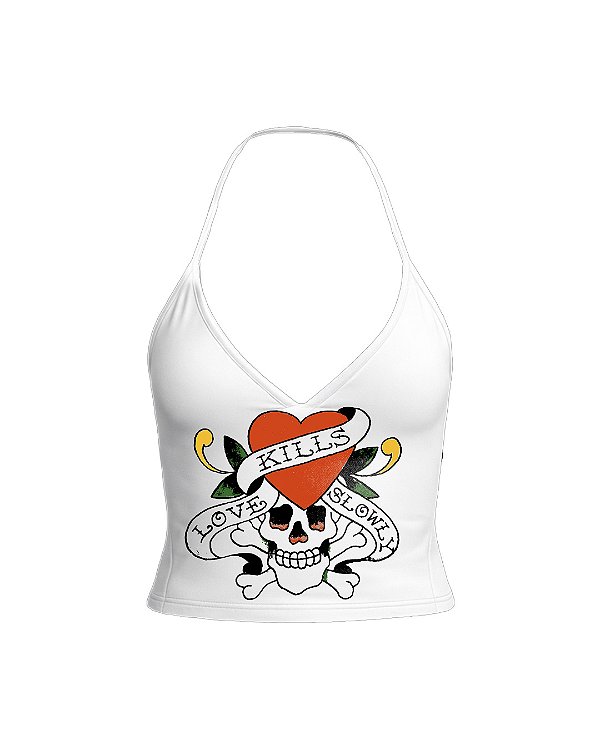Ed Hardy - Blusa frente única Branco "Love Kills"