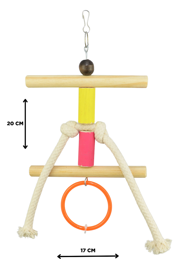 Brinquedo para Pássaro Trapézio Cilindro com corda