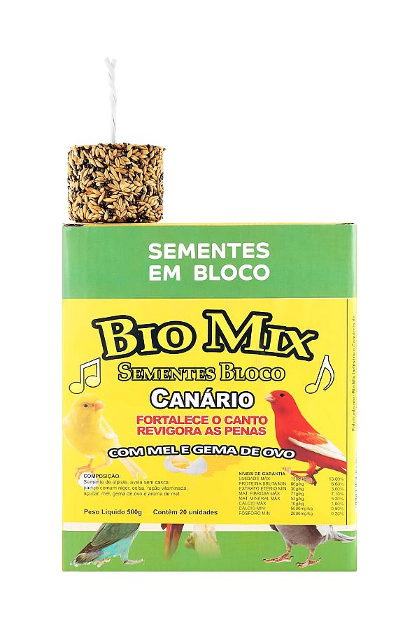 Sementes Bloco Bio Mix para Canário - Caixa 20 un