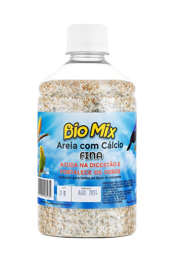 Areia Fina Bio Mix com Cálcio Garrafa com 830g