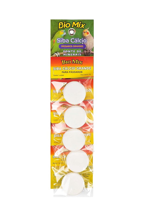 Siba Cálcio Bio Mix para Pássaro Grande - Cartela 5 um