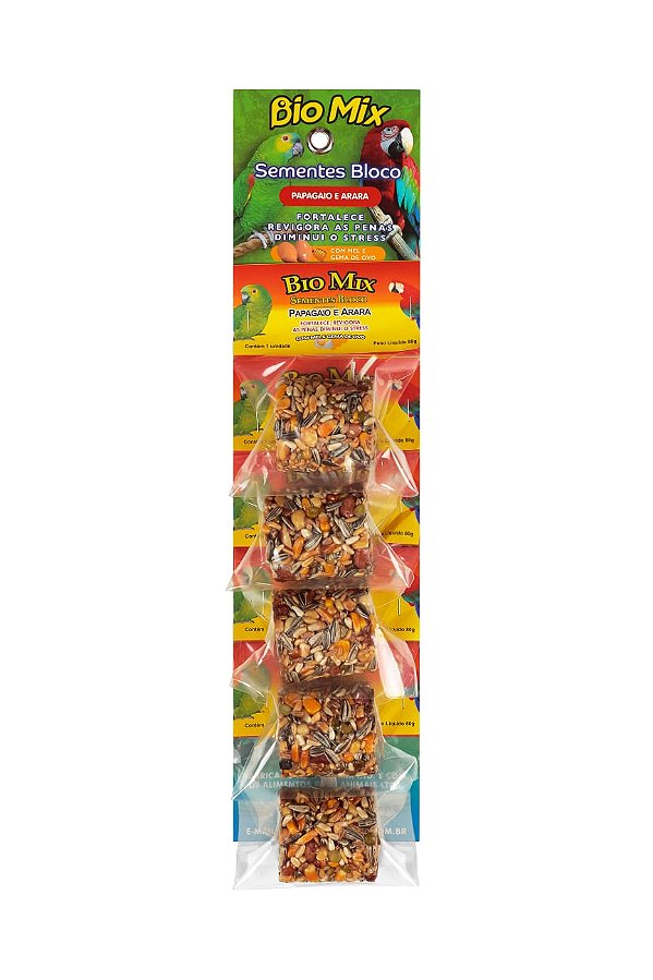Sementes Bloco Bio Mix para Papagaio e Arara - Cartela 5 um