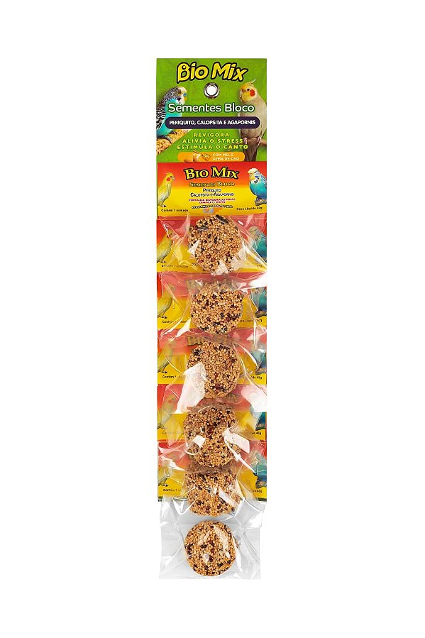 Sementes Bloco Bio Mix Periquito e Calopsita - Cartela 6 un