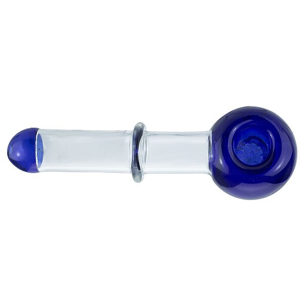 Pipe De Vidro Médio Azul 13cm