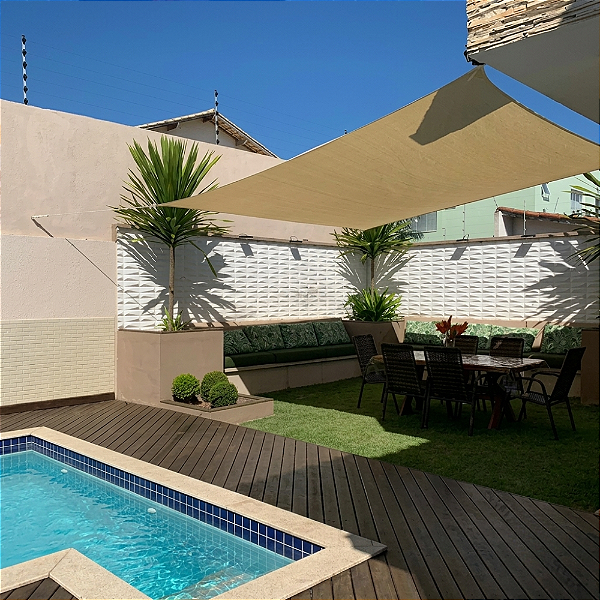Tela de Sombreamento 2x2m com Kit de Instalação - Quadrada - Sombralux