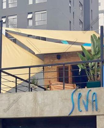 TELA TOLDO PREMIUM SHADE 5x5x7 m SOMBREAMENTO SOMBRALUX + KIT DE INSTALAÇÃO