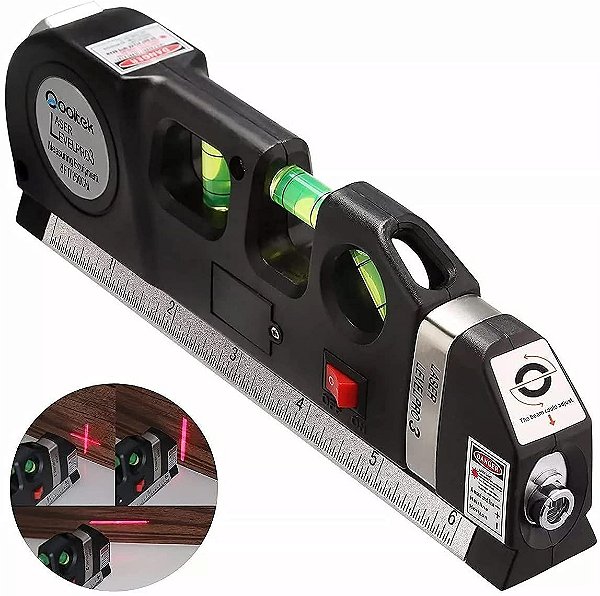 Trena Nivel a Laser Nivelador Medidor Profissional 2.5m Prateleira Parede Estante