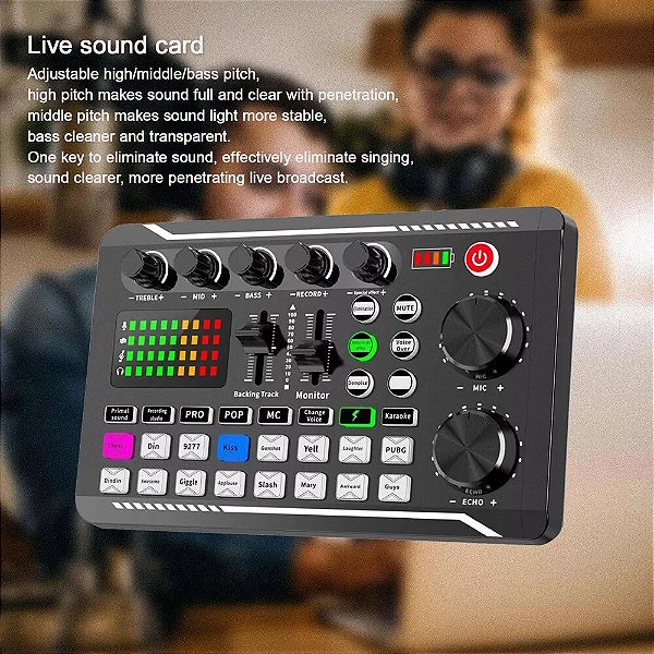 Mesa De Som De Mixagem De Som F998 Para Acompanhamento e lives.