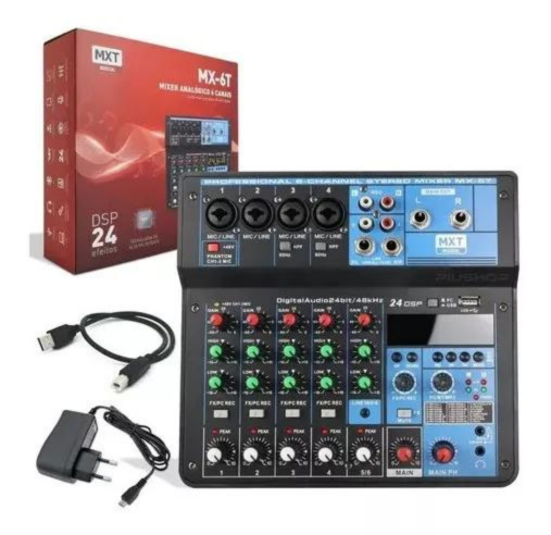 Mesa Som 6 Canais Bluetooth Interface Usb Mxt Mx-6t Original