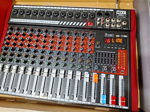Mesa de Som MXT 12 Canais MX-12TEQ -AUX, DSP, 16 Efeitos, Phanton, Eq 7 Band