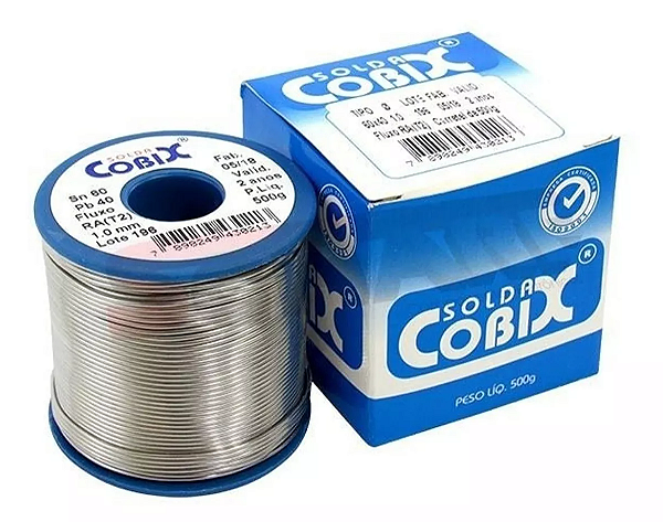 Solda Estanho 60x40 1mm C/ Fluxo Ra (t2) Rolo 500g Cobix