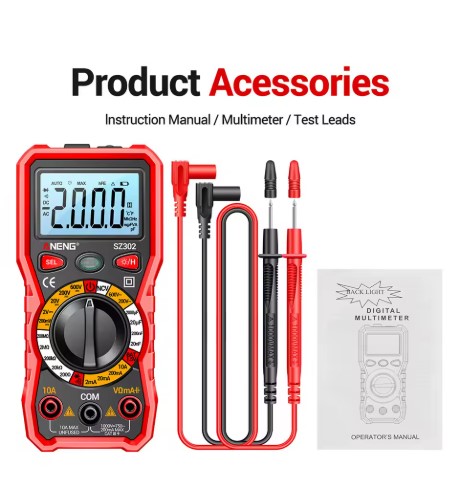 Profissional Multímetro Digital, NCV Detector, Tester Resistência, Ohm Amperímetro, Capacitância, Medidor, AC, DC, SZ301