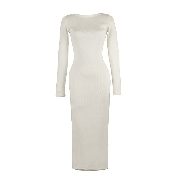 Vestido Decote Rib