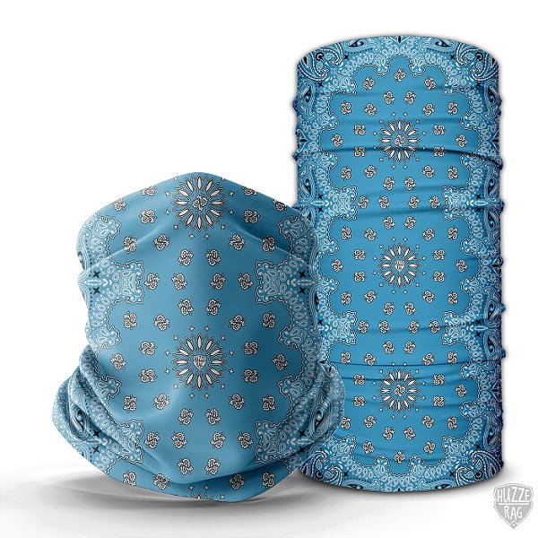 Bandana Tube Neck Huzze-Rag Paisley Azul - Feitas Sem Costura + Proteção Solar Uv