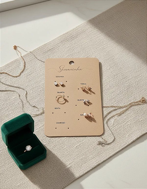 Cartela para 7 Pares de Brincos Semaninha 7 x 12 cm - C10 Kraft