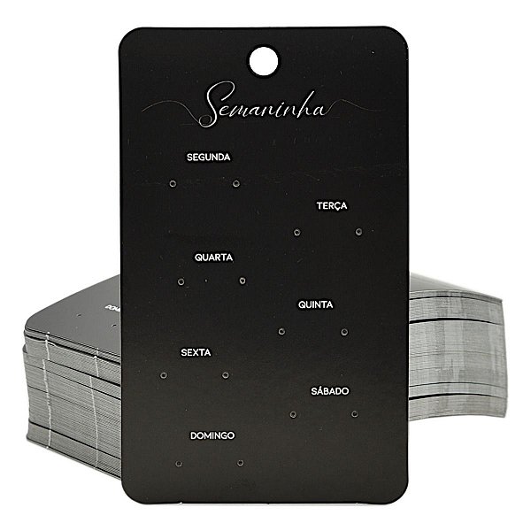 Cartela para 7 Pares de Brincos Semaninha 7 x 12 cm - C10 Preta