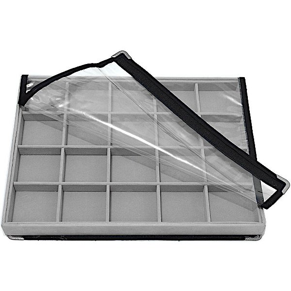 Bandeja Grande 20 Quadriculados para Joias 37 x 27 x 3 cm - Veludo Com Capa