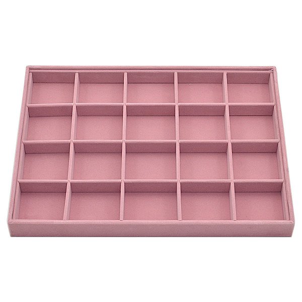 Bandeja Grande 20 Quadriculados para Jóias 37 x 27 x 3 cm - Veludo Sem Capa