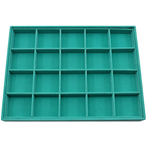 Bandeja Grande 20 Quadriculados para Jóias 37 x 27 x 3 cm - Veludo Sem Capa