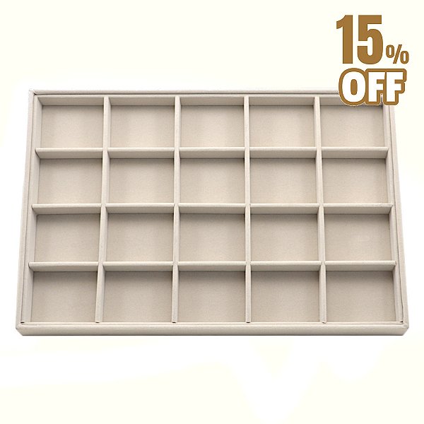 Bandeja Grande 20 Quadriculados para Jóias 37 x 27 x 3 cm - Veludo Sem Capa