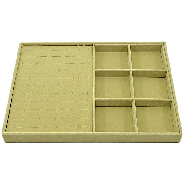 Bandeja Grande Mista Anéis + 6 Quadriculados 37 x 27 x 3 cm - Veludo sem capa