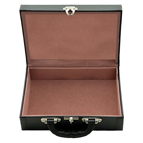 Maleta de Joias Dupla Media 28 x 19 x 9,5 cm  Preto com Rose - VAZIA