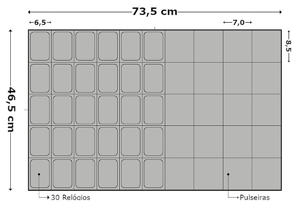 2 Bandejas sob medida 73,5 x 46,5 e 87,5 x 46,5 em veludo Cinza
