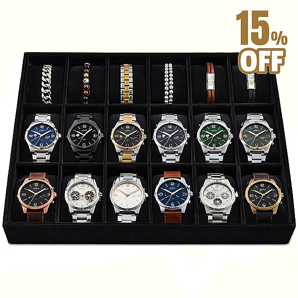 Bandeja Para 18 Relógios Porta Relógio Com 18 Almofadas