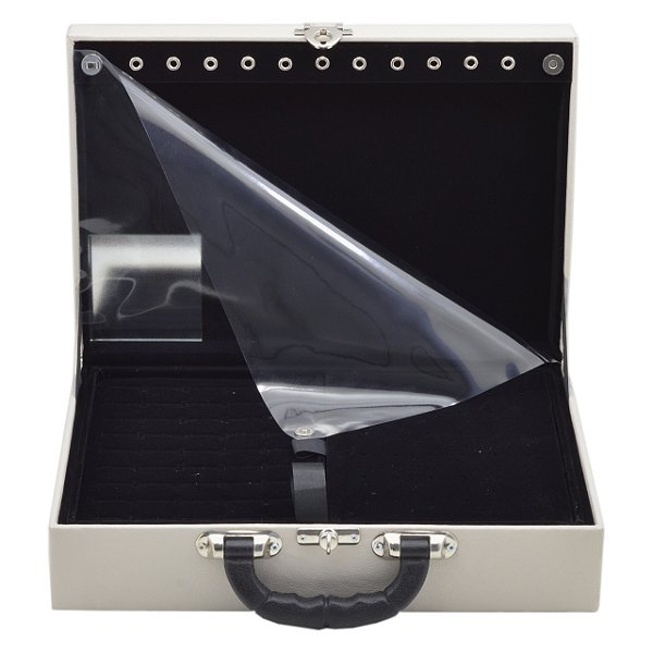 Maleta de Joias Dupla Grande 35 x 23,5 x 9,5 cm - Corino OFF WHITE com Preto