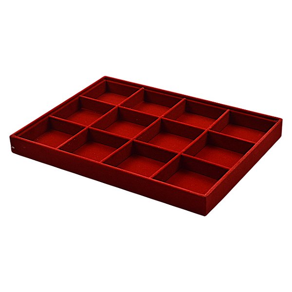Bandeja Media 12 Quadriculados Para Joias 30 x 20 x 3 cm - Brincos - Veludo sem capa