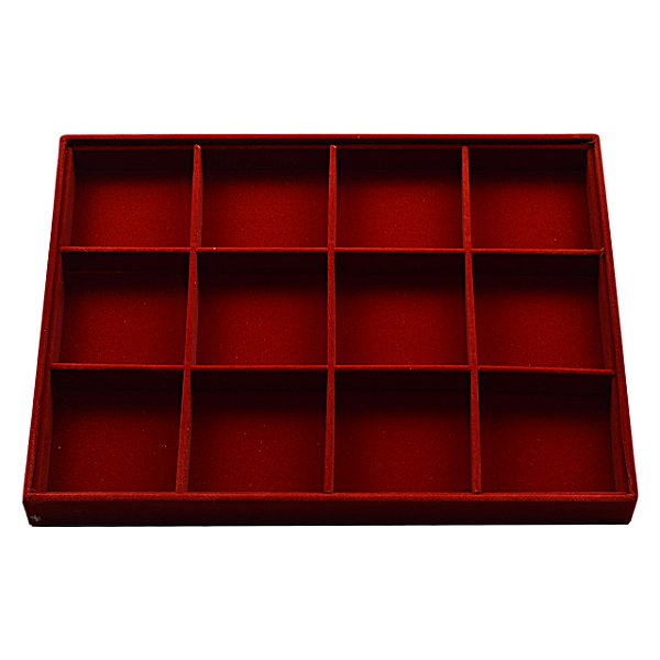 Bandeja Grande 12 Quadriculados para Jóias 37 x 27 x 3 cm - Veludo Sem Capa