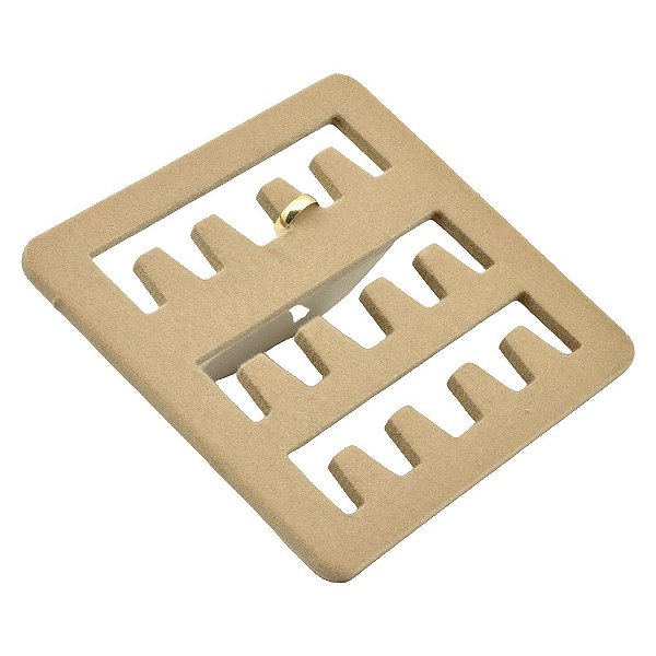 Expositor Para Anel 12 Compartimentos 17 x 16 cm - C9 - Veludo Bege
