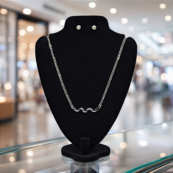 Expositor Busto para Corrente e Brinco 17,5 x 25 cm Veludo A58