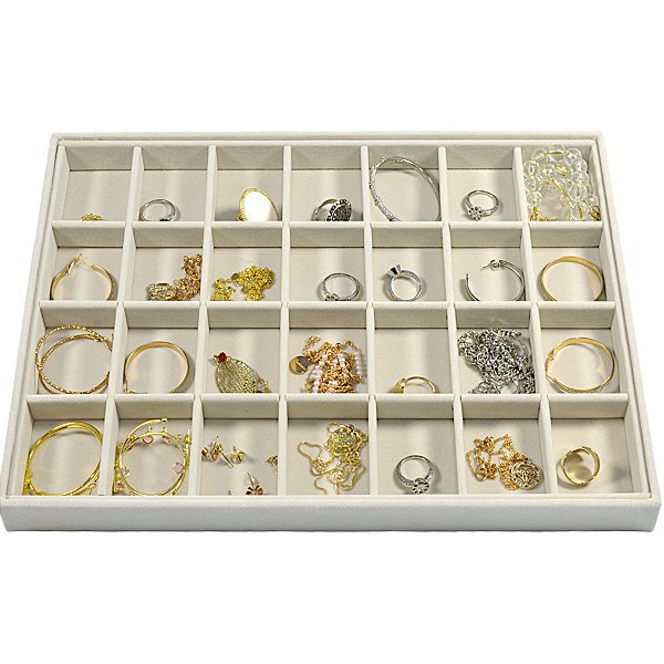 Bandeja Grande 28 Quadriculados para Jóias 37 x 27 x 3 cm - Veludo