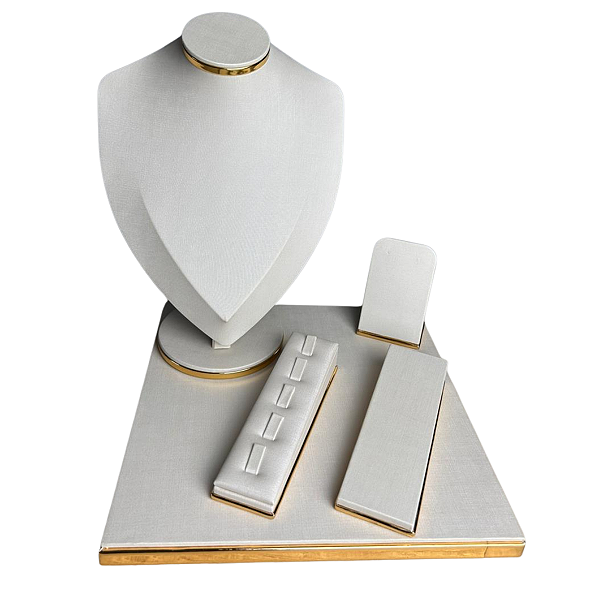 Kit Profissional com 5 Peças – Linha Off White com Dourado| Eleve o Padrão da sua Exposição