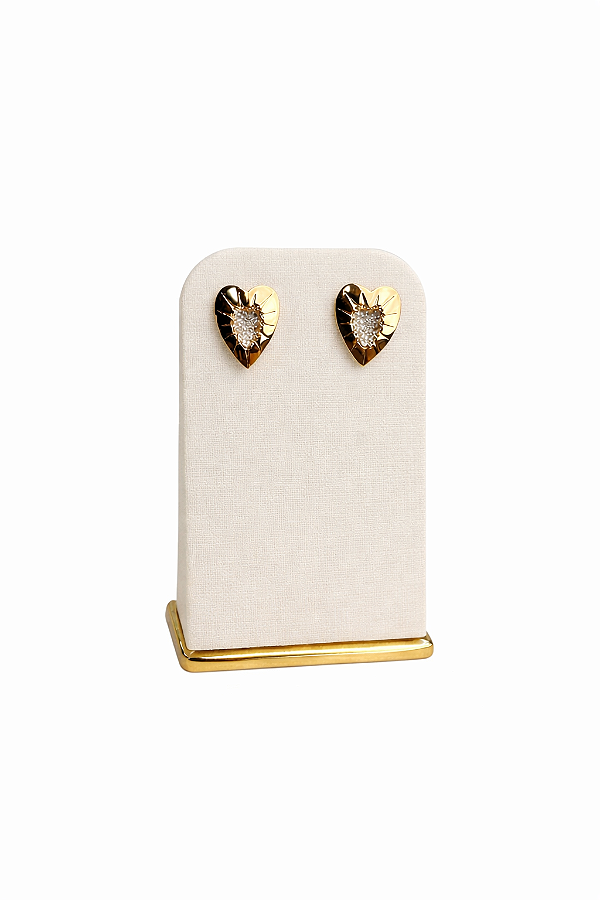 Expositor para 1 par de brinco - Off White com Dourado