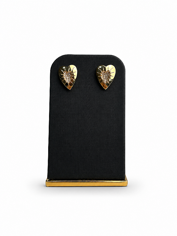 Expositor Médio Para Brinco 6 x 10 cm - Courvin Premium - Preto com Friso Dourado