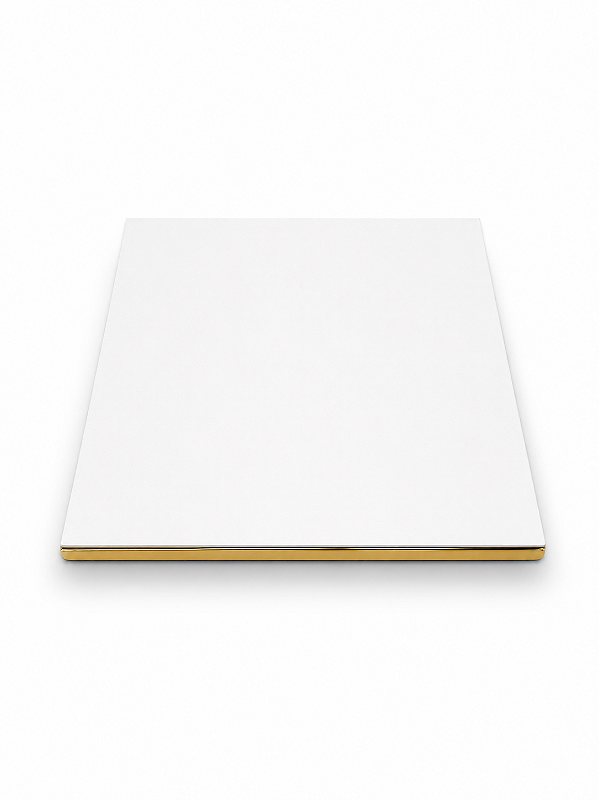 Base Quadrada 28 x 28 cm para Vitrine Off-White com friso Dourado