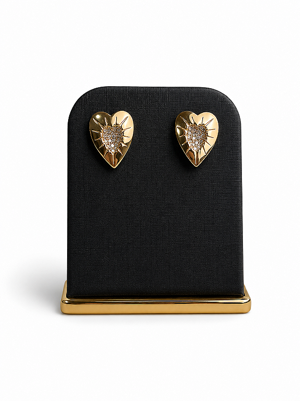 Expositor Pequeno Para Brinco 6 x 8 cm - Courvin Premium - Preto com Friso Dourado