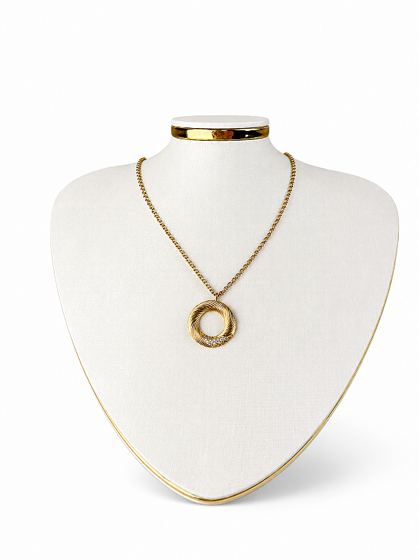 Expositor Médio Busto para Corrente Charlotte 23 x 30 cm - Courvin Premium - Off-White com Friso Dourado