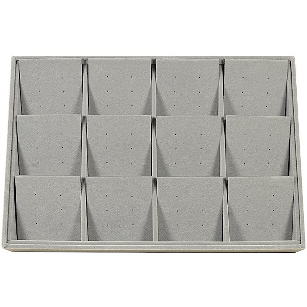 Bandeja Média para 36 pares Brincos Trio 12 Espaços com Cartelas 30 x 20 x 3 cm - Veludo