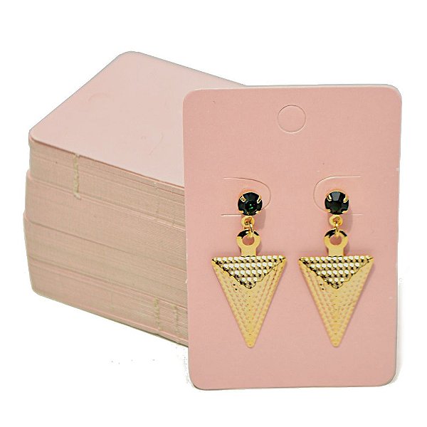 Cartela Para 1 Par De Brincos  - 4,5 x 7 Cm - C41 Rosa
