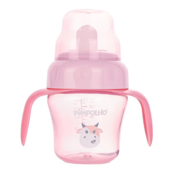 COPO DE TREINAMENTO COM ALCA E BICO FLEXIVEL 150ML VAQUINHA FEM PIMPOLHO PINK