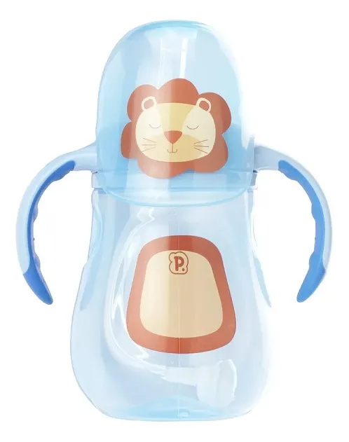 COPO DE TREINAMENTO BICHINHO C/ALCA E TAMPA 280ML MASC PIMPOLHO AZUL/LEAO
