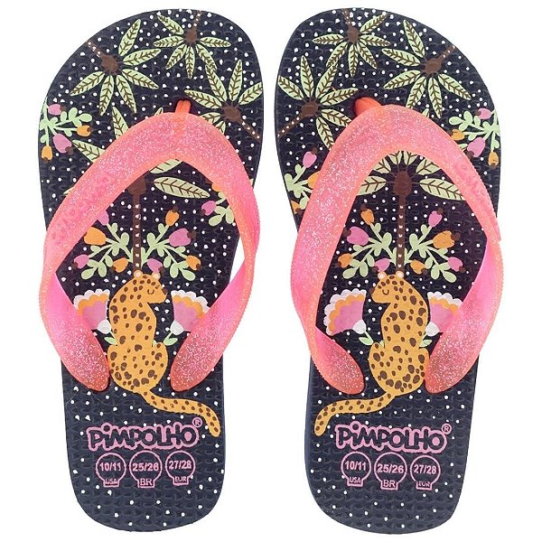 74442 CHINELO KIDS AZUL/ONCA FEM PIMPOLHO