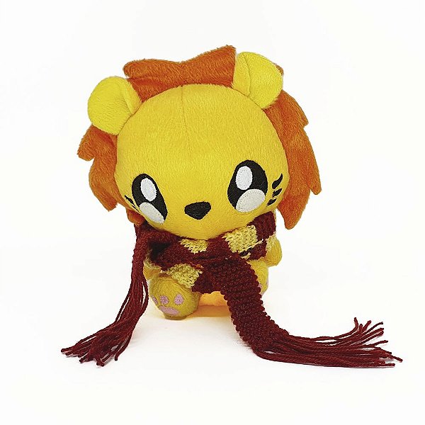 Mascote Leão Grifinória Harry Potter com Chapéu e Cachecol Feito à Mão Pelúcia